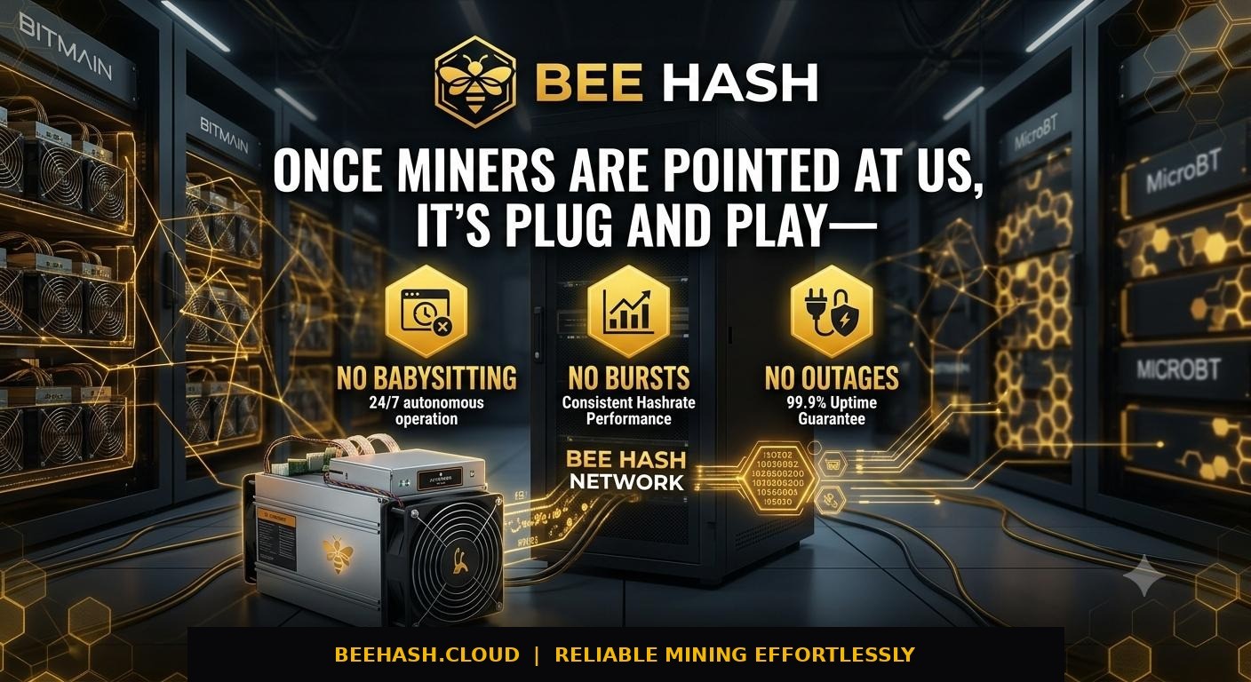 BeeHash Cloud — plug and play hashrate when miners are online